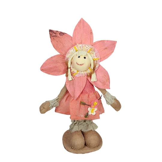 14.5" Peach Spring Sunflower Girl Decorative Figure By Northlight in Pink | 14.5" x 8" x 4" | Michaels®